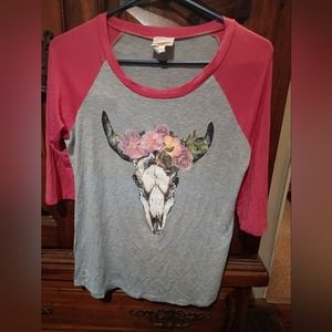 Floral Cow head skull 3/4
